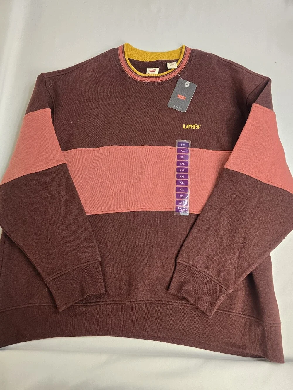 New Levi's Striped Rugby Style Crewneck Sweatshirt Size XL